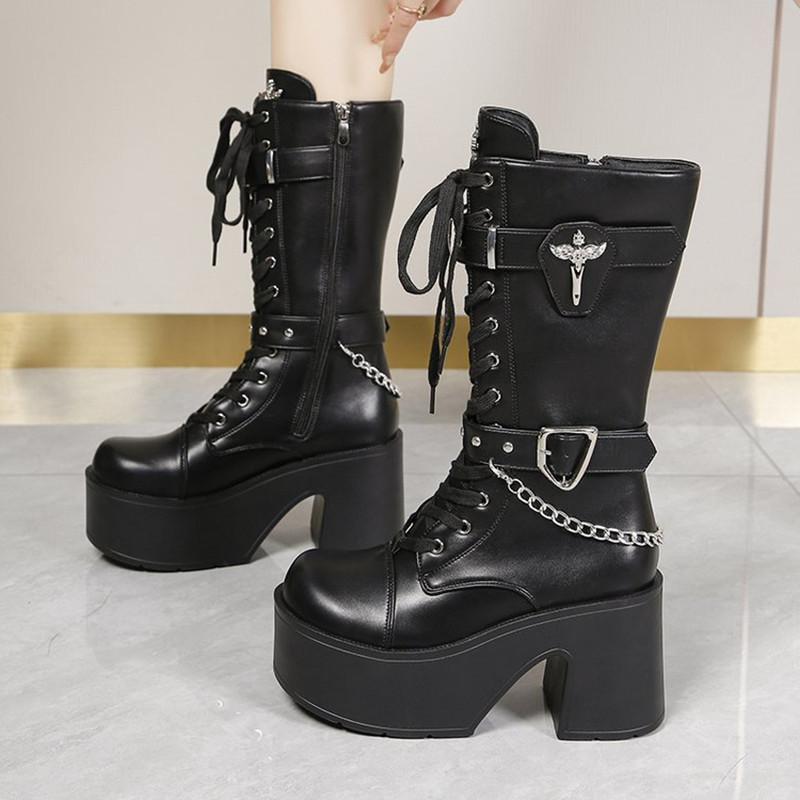 Botas de plataforma estilo gót - Motorcycle Chain reseña y precio